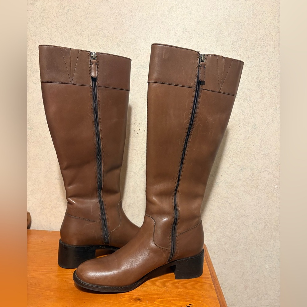 Cole Haan Cora Riding Boot Women Size 7.5 Tall Knee High Brown Leather Comfy - Picture 4 of 8